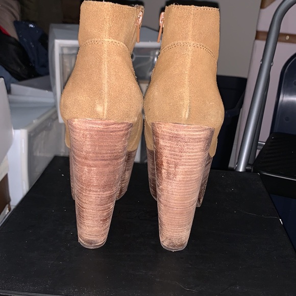 Tan Suede Wedged Heel Boot - Picture 4 of 5